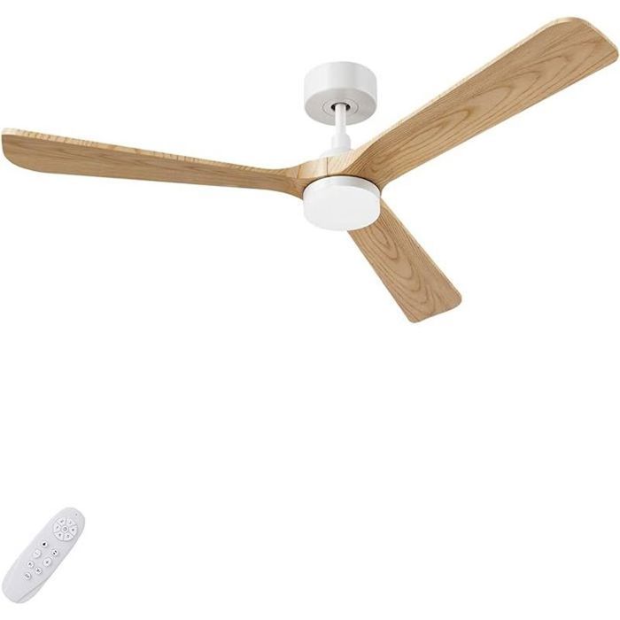 2025 Luxe Ventilateur bois 132 cm DC 30W silencieux couleur claire