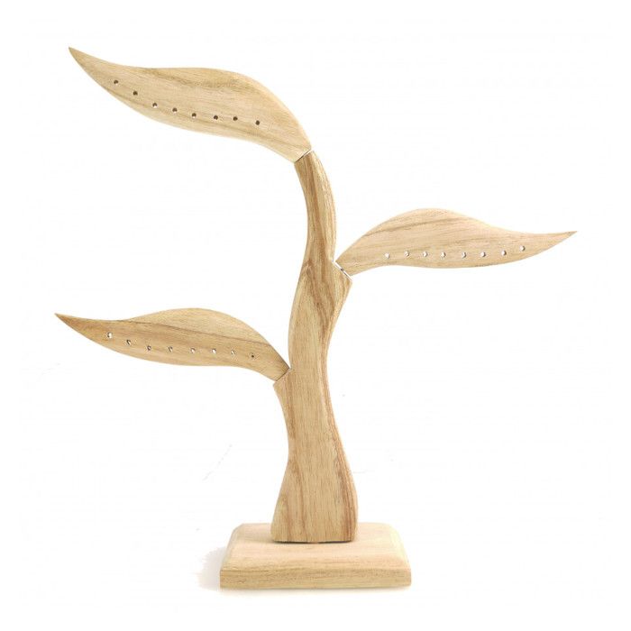 Arbre à Boucles dOreilles en bois 28cm Finition Bois brut naturel