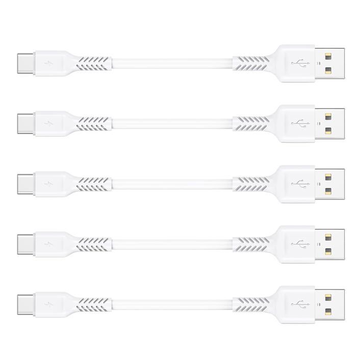 Câble USB C Court -KAL- Court 10Cm,[Lot De 5],Usb A Vers Usb C,3A ...