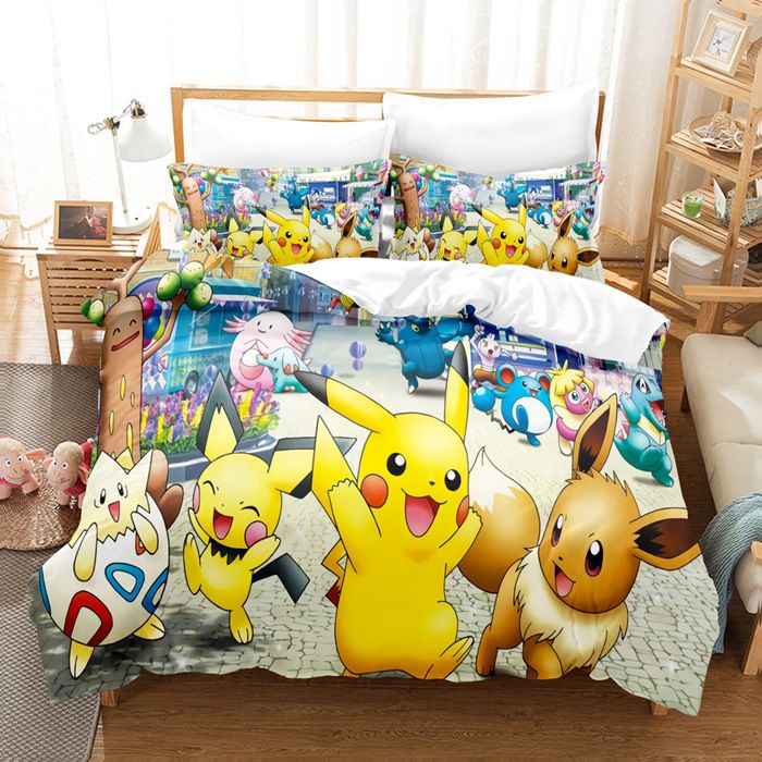 3 Pièces Housse de Couette Housse de Couette 140x200cm +2 Taies doreiller 65x65cm en Microfibre Super Douce Animé 5