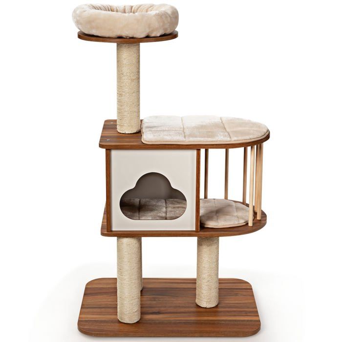 Meilleurs prix pour Arbre à chat - HELLOSHOP26 - Multi-niveaux - 68 x 48 x 117 cm - Coussins lavables - Bois composite