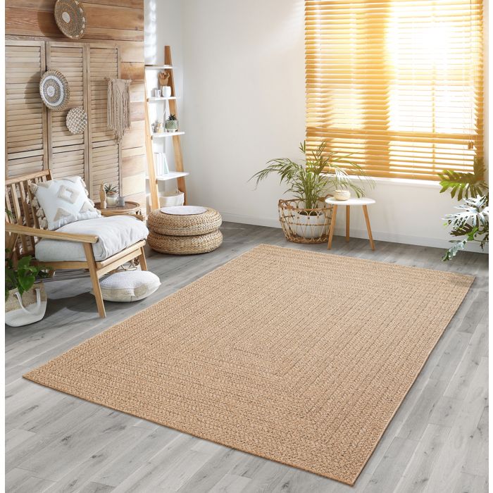 the carpet Kansas – Tapis intérieur doux style jute naturel salon/chambre facile à nettoyer extérieur Nature 300 x 400 cm D19