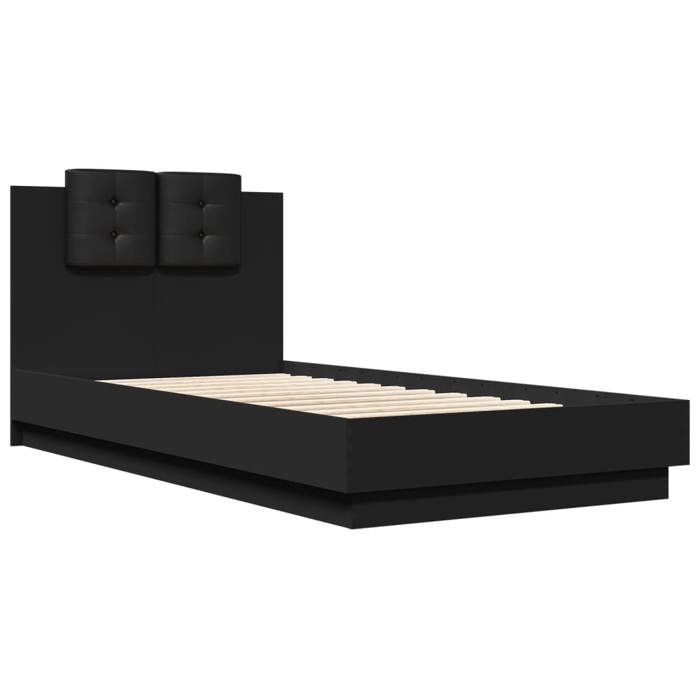 Ventes à perteCadre de lit - SARAZYJ - Lit 1 personnes - Lattes robustes - sans matelas - noir 90 x 190cm - 281496