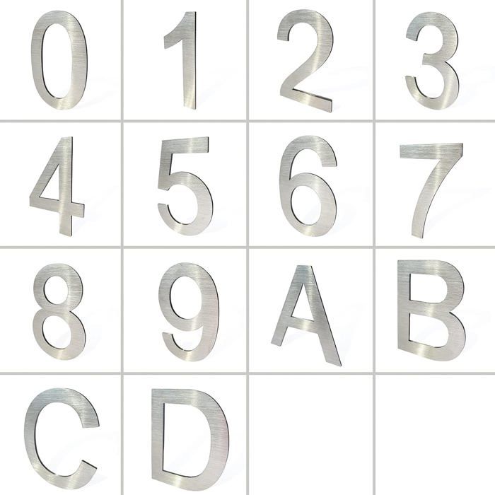 Numéro de Maison Adhésif en Acier Inoxydable 1 3 Pouces Argenté pour Porte et Boîte aux Lettres