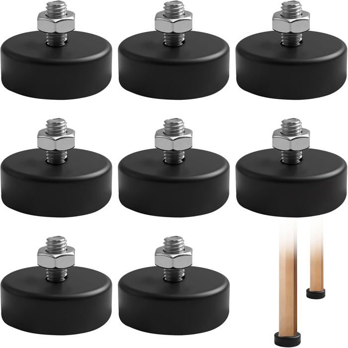 8 Pièces Pieds en Caoutchouc Vissables Amortisseurs Caoutchouc M8 x 15 mm Diamètre de Base 42 mm Pieds de Meuble M8 pour Armoires