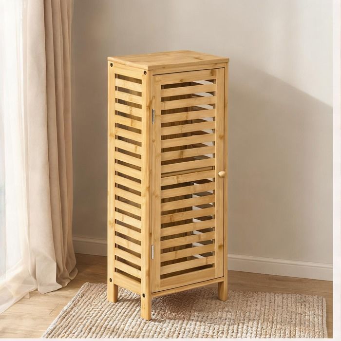 Meuble de rangement en bambou naturel pour salle de bain étagère réglable 30 x 19 9 x 70 cm