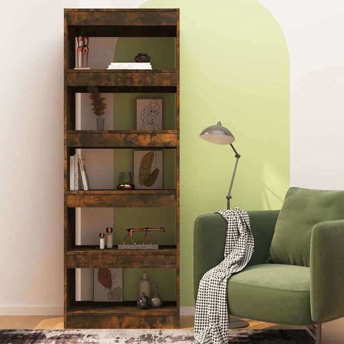 Étagère pour livres - Bibliothèque - Chêne fumé - Bois dingénierie - design élégant - pour maison(81921）