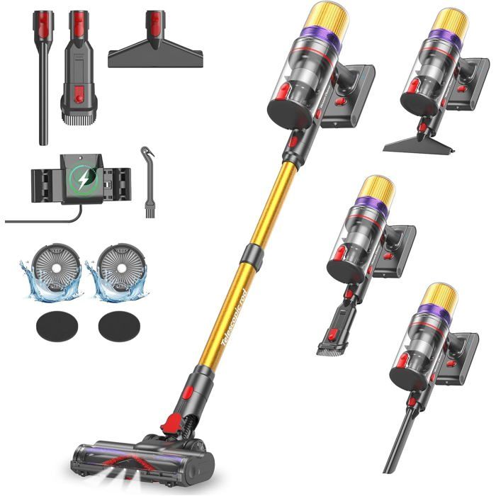V16 Aspirateur Balai Sans Fil Puissant 55Kpa/600W/80Min[BI12]