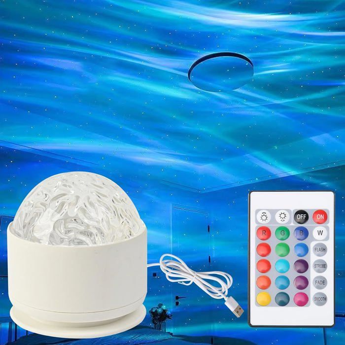 Lampe Aurore Boréale Projecteur Ciel Etoile Projecteur Aurore Boréale USB Veilleuse Lampe Ambiance avec 16 Effets Déclairage