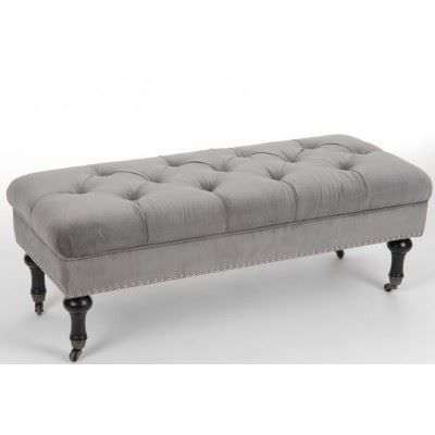 Banc Capitonne Velours Gris Amadeus Achat Vente Banc Gris