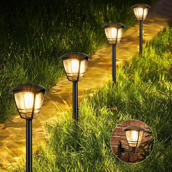 Lot de 3 Lampes Solaires Étanches 4 LED - TECH DISCOUNT - Lampe de Jardin -  IP65 - Noir - Cdiscount Maison