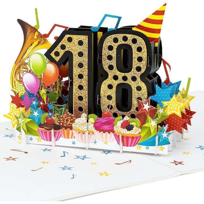 Garçon Edition Seidel GQ110 Carte D'anniversaire Carrée De Qualité Supérieure Avec Enveloppe Motif Ballons Doré Carte Anniversaire 18 Ans