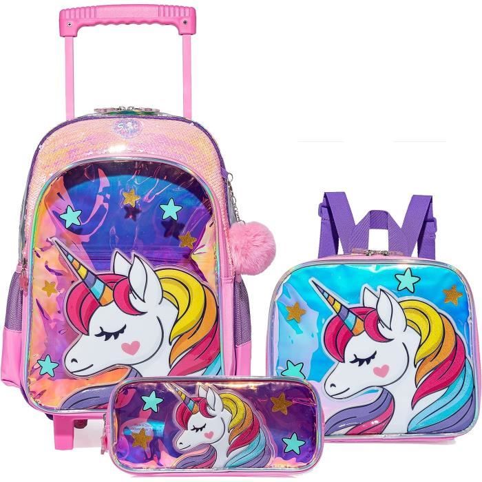 Rose Cartable A Roulette Fille Sac Dos Roulettes Pour Filles Sac