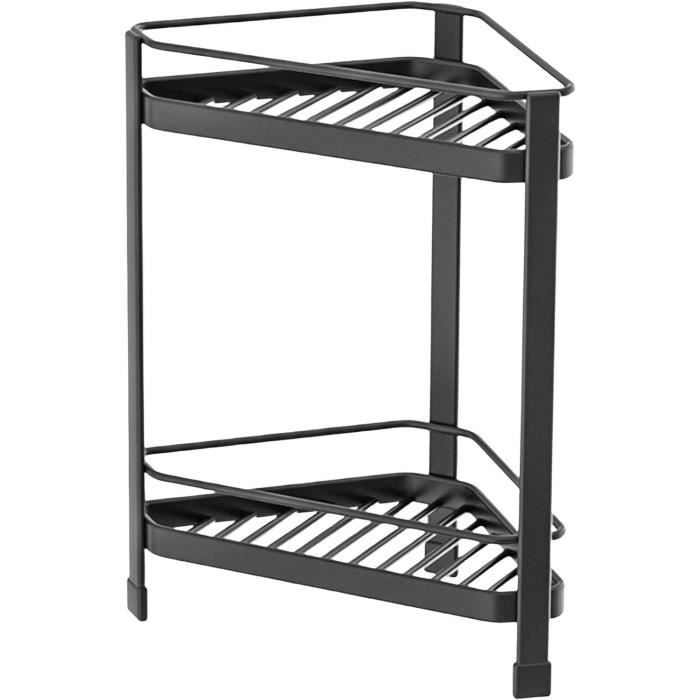 Resserre Métallique Carrée 3 Niveaux à Roulettes – Noir – Rangement Cuisine/ Bureau/Salle De Bain – 28 X 28 X H 61 Cm