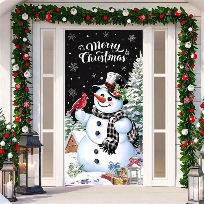 Décoration De Porte De Noël – Père Noël Et Nœud Rouge – Ambiance Fête Garantie !