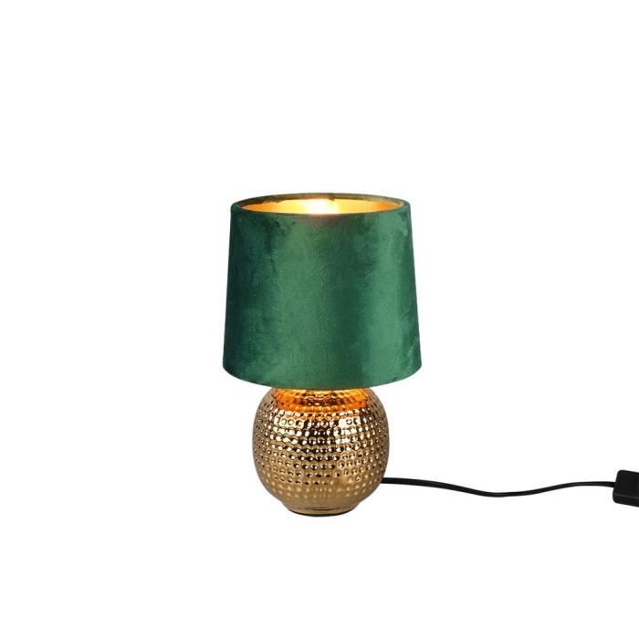 Lampe de table - Reality Sophia - Abat-jour rond conique - Vert doré - Céramique - 40W Lampe de table - Reality Sophia - Abat-jour rond conique - Vert doré - Céramique - 40W