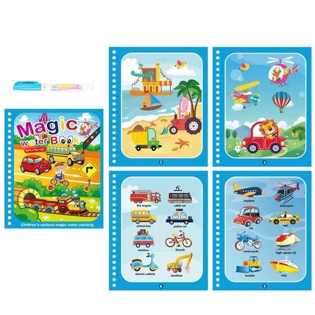 Livre Coloriage Magique Eau | Cahier Réutilisable 3+ - Jeu Éducatif Enfant