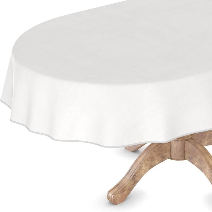 Nappe En Toile Cirée Lavable OVALE - Motif Marbré Bleu - Dimensions 180 X 140 Cm - Pour Table Jardin
