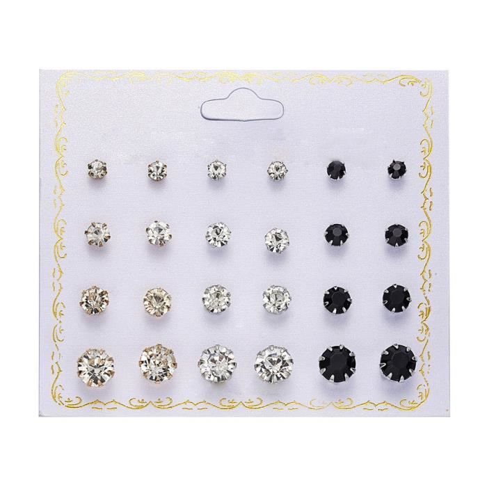 Ensemble de douze paires de boucles d'oreilles en cristal de perles Boucles d'oreilles pour femmes GT1303
