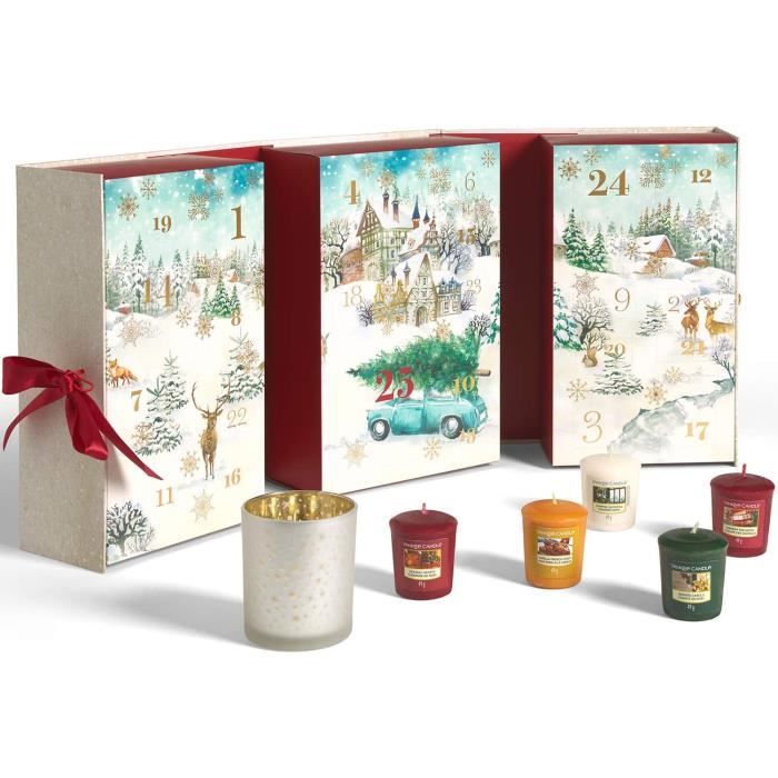 Calendrier de l'Avent 2020 Livre Coffret Cadeau Bougies parfumées de Noël  12 votives, 12 Bougies Chauffe-Plat et 1 Support votif - Cdiscount Maison