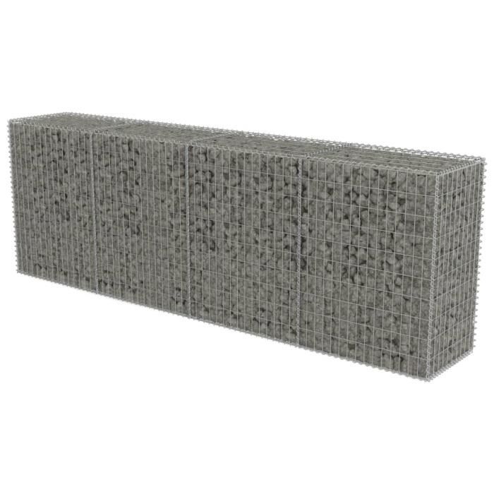 Mur en gabion - KAI - 300 x 50 x 100 cm - Acier galvanisé - Couleur argenté - Résistant aux intempéries