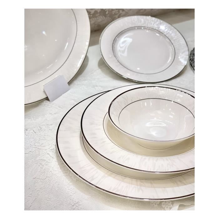 service de table en porcelaine 25 pieces argente rond cdiscount maison