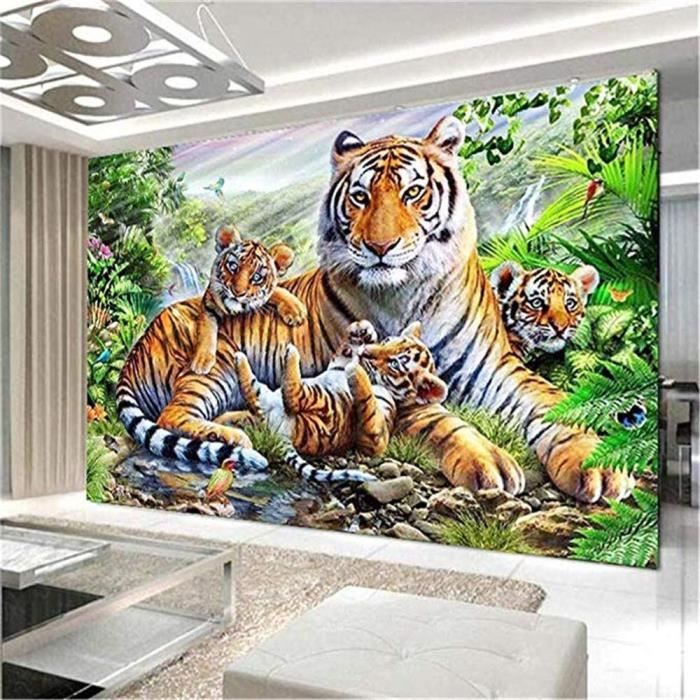 MAXBYE 5D DIY Diamond Painting Kit Completo Animale,Tre Tigri Pittura Diamante Fai da Te Adulti, Diamond Art Strass Ricamo a Punto Croce Painting per Decorazioni Casa Craft Arts Regalo 30x40cm