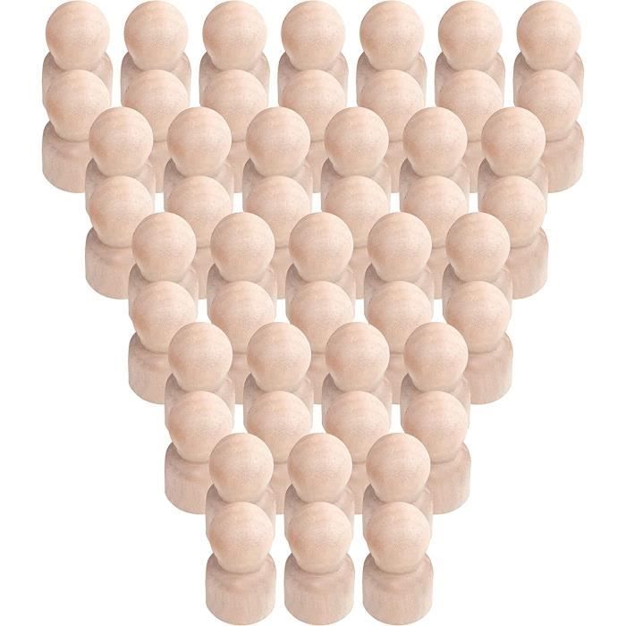 CODIRATO 25 PCS Figurine En Bois à Peindre - Poupées Non Finies Avec Pots Pour Bricolage Enfants Et Artisanat