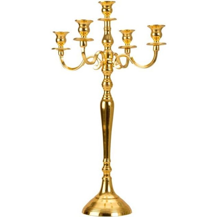 Hilitand Bougeoir Chandelier 3 Branches en Métal Style Européen Candélabre Bougeoir pour Table À Manger, Dîner Aux Chandelles, Décor à la Maison, Décoration de Mariage (Doré