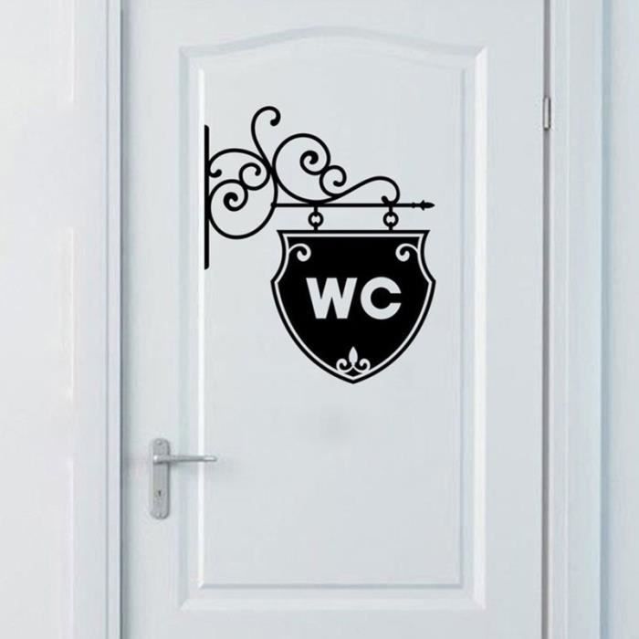 moderne wc toilette salle de bains porte mur autocollant plaque de porte stickers vinyle etanche toilette signe cdiscount maison