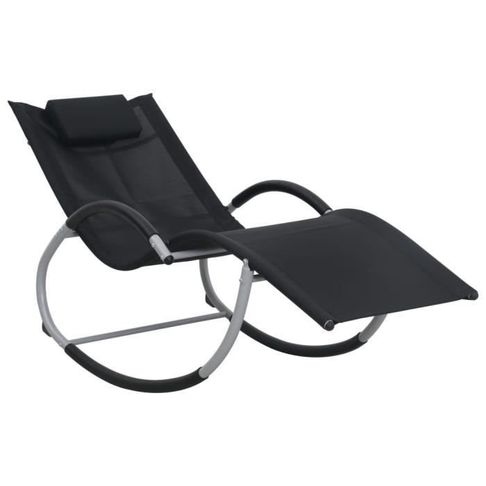 Chaise Longue De Jardin Chaise De Relaxation Fauteuil Relax Exterieur Avec Oreiller Noir Textilene Achat Vente Fauteuil Jardin Chaise Longue De Jardin Cdiscount