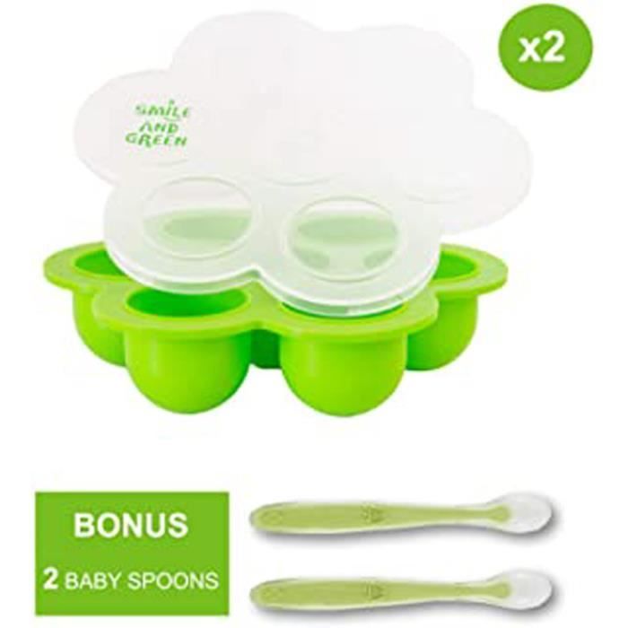 Lot de 2, multiportions silicone, petit pot bébé congélation pour la  conservation des repas bébé faits maison