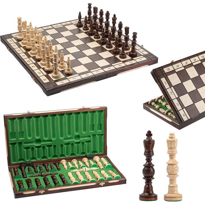 Pièces d'échecs en buis sculpté à la main Staunton 4 avec échiquier en