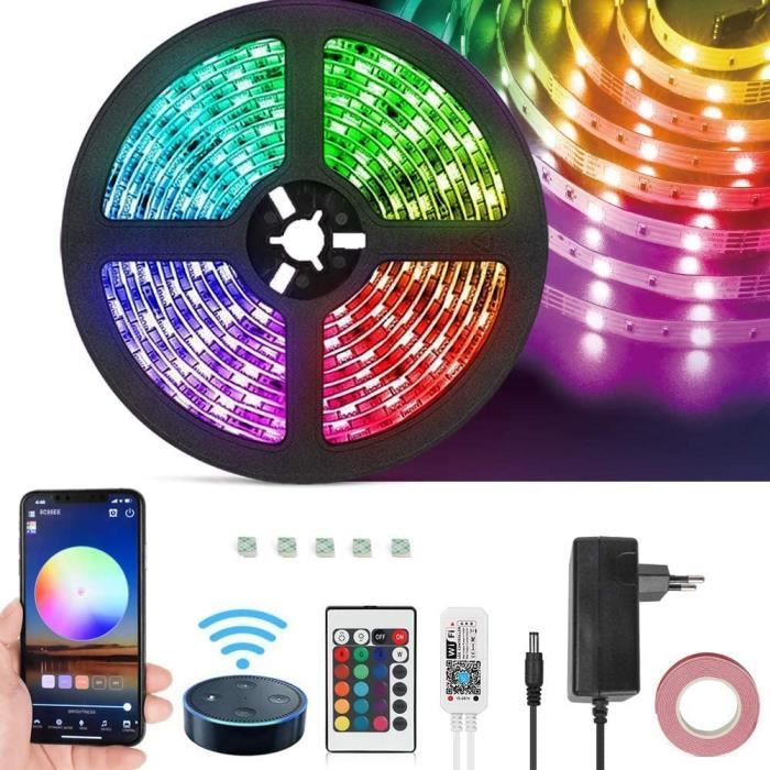 Ruban LED alexa 5 m – Bande LED avec télécommande RF Google Home, Wifi sans  fil Smart Phone contrôlé355 - Cdiscount Maison