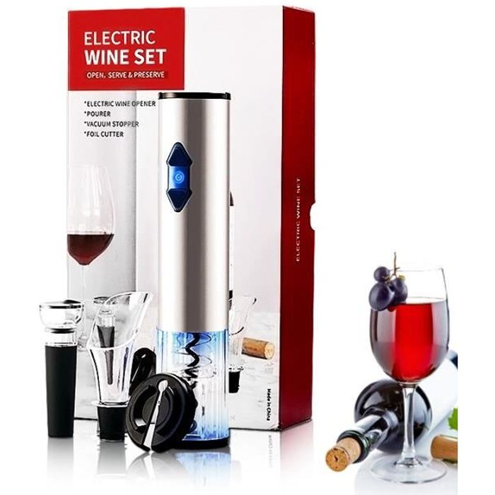 Ouvre-bouteille de vin électrique tire-bouchon automatique ABS rechargeable par USB,ouvre-bouteille de vin de tire-bouchon automatique avec lumière LED pour les amateurs de fêtes,de rencontres 