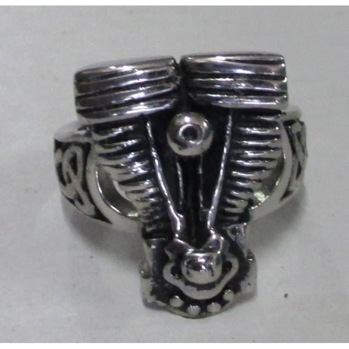 bague moteur moto v twin v2 9us chevaliere biker motard homme