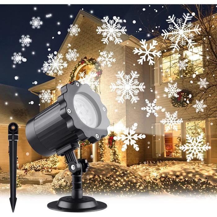 IREGRO Projecteur Lumières De Noël Flocon De Neige Lumières Télécommande Snowfall Spotlight Extérieur Intérieur Paysage Éclairage Décoratif pour Jardin Pelouse Maison Fête De Mariage Nouvel 