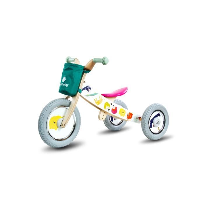 Jungle Draisienne Tricycle Sans Pedales Bois 2 En 1 Bebe Enfant 2 A 5 Ans Siege Reglable Panier Amovible Roues 12 Bla Cdiscount Jeux Jouets