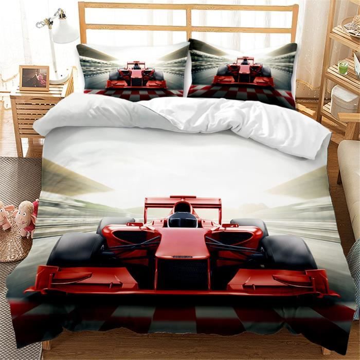 Housse de couette 220X240CM Motif voiture de course Super Sportwag Avec