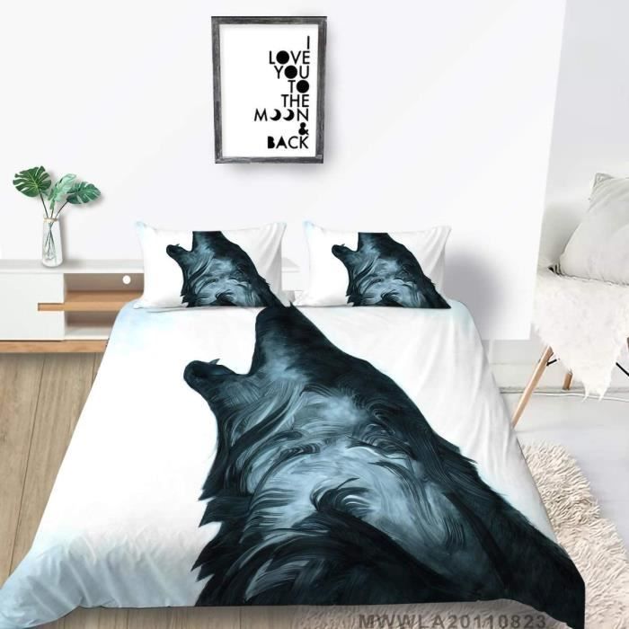 Parure De Lit Enfant Chat Noir 90x190 Cm - Impression 3D Microfibre - 2 Taies D'oreiller 65x65 Cm - 13