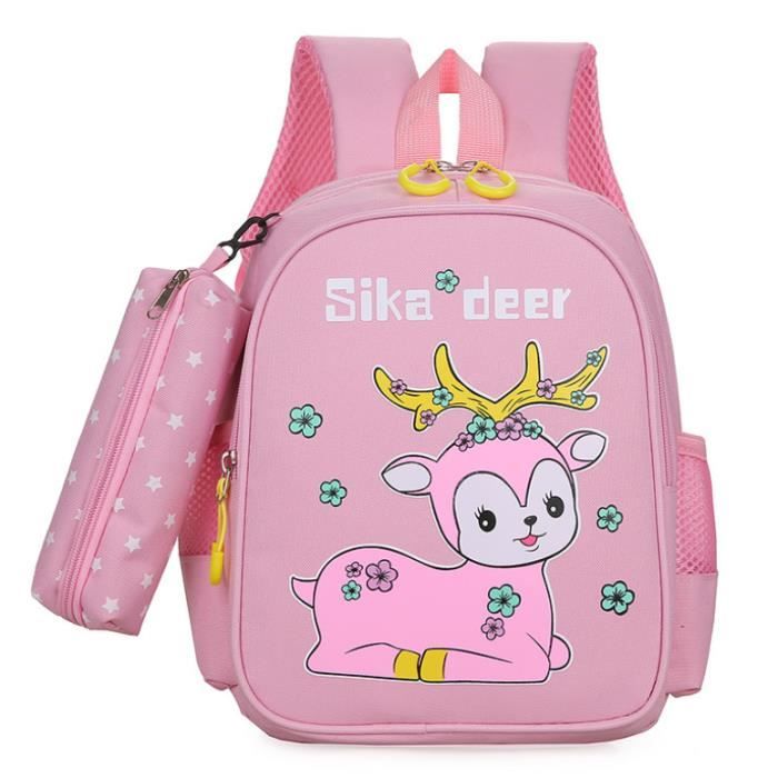 Cartoon Faon Animal Cartable Bretelles Fille Maternelle Sac Dos Imperm able Enfant Sac Ecole Rose