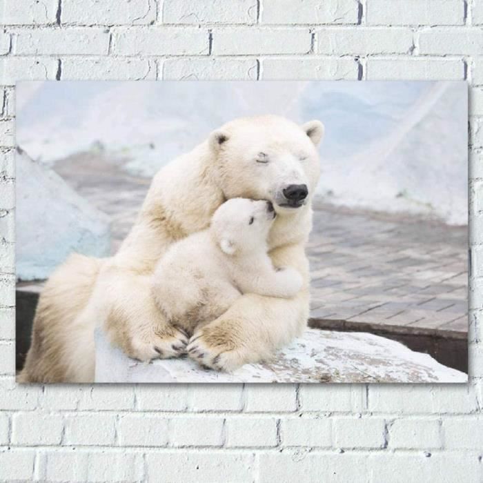 Art Animal Murale Art Ours Polaire Arctique Bebe Ours Affiches Moderne Sur Toile Tableau Art Peintures Decoration Salon Chambre Ma Cdiscount Maison