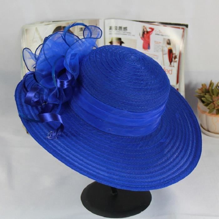 adult (56-58cm) - bleu - chapeau rouge pour femmes, chapeau charmant pour mariage, motif floral, pour dames,