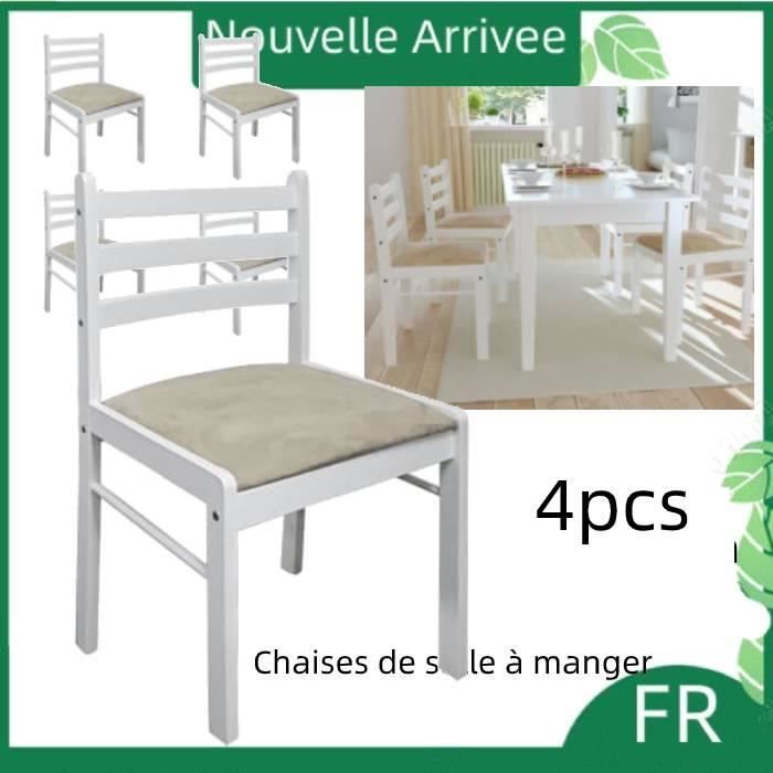 Chaises de salle à manger - CHAUD JID - Blanc Hévéa solide - Lot de 4 - Style Vintage
