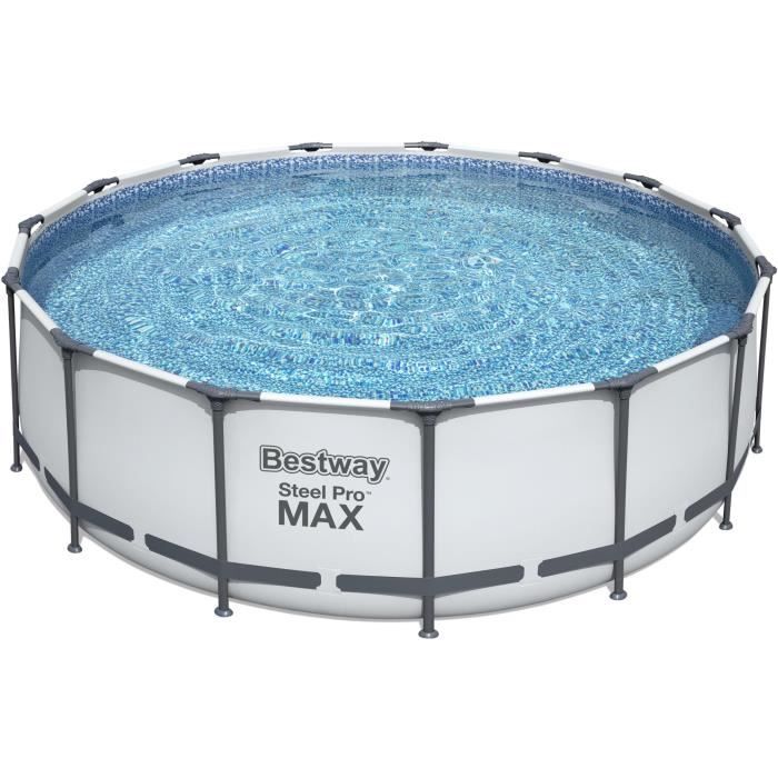 Kit Piscine hors sol tubulaire BESTWAY Steel Pro Max - 457 x 122 cm - Ronde (Livrée avec pompe de fi