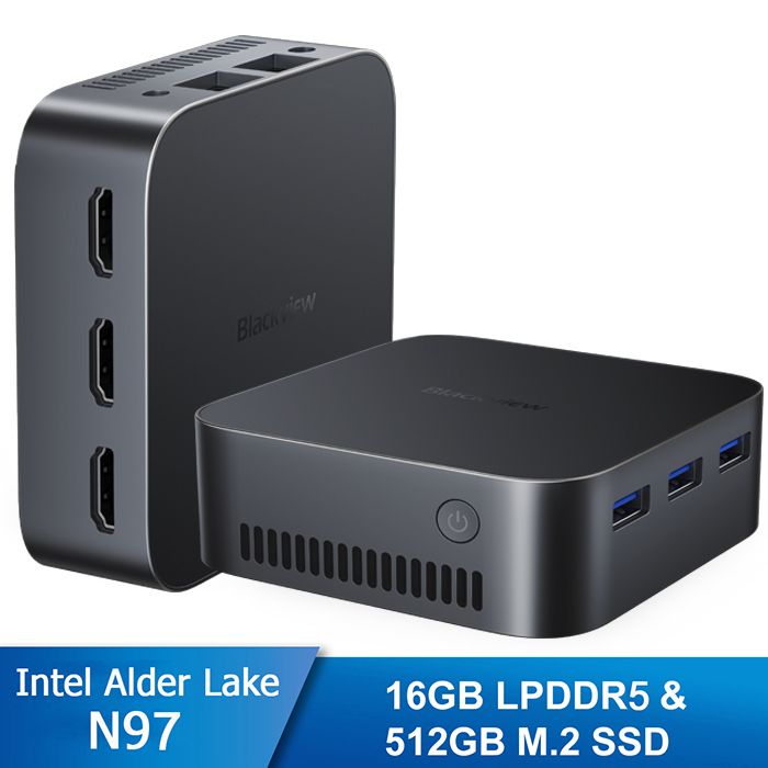 Mini PC – Blackview – MP80 – RAM 16 Go – Stockage 512 Go SSD – Windows 11 Pro – Noir