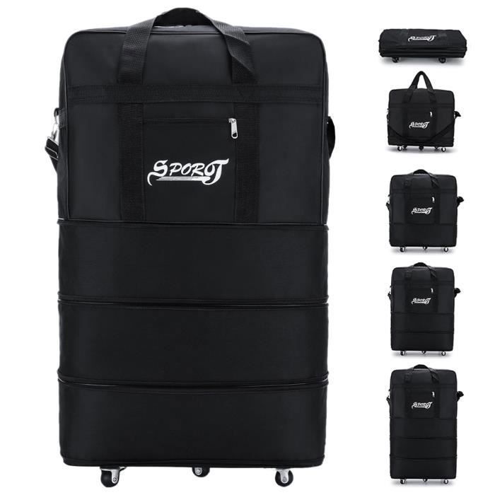 Sac de Voyage a Roulettes Extensible Pliable Duffle Bag avec 5 Roues 45L 95L Sac de Voyage Pliable a Trois Couches pour