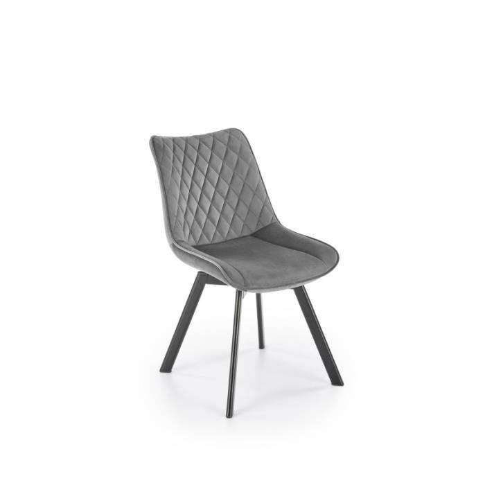 chaise design en tissu velours 45 x 63 x 80 cm - gris foncé