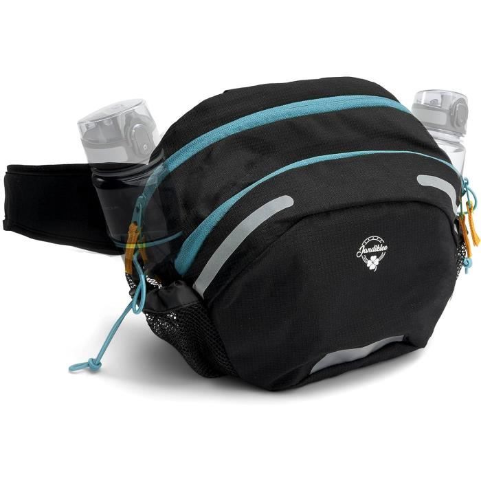 Sac Banane Lombaire Everest - Double Porte-bouteilles - Noir - Randonnée