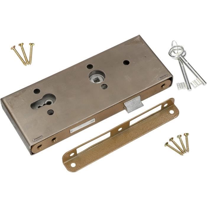 Serrure à larder à cylindre axe à 50mm carré 7 mm - Entraxe 70 mm MARC 725 tétière inox | C2M